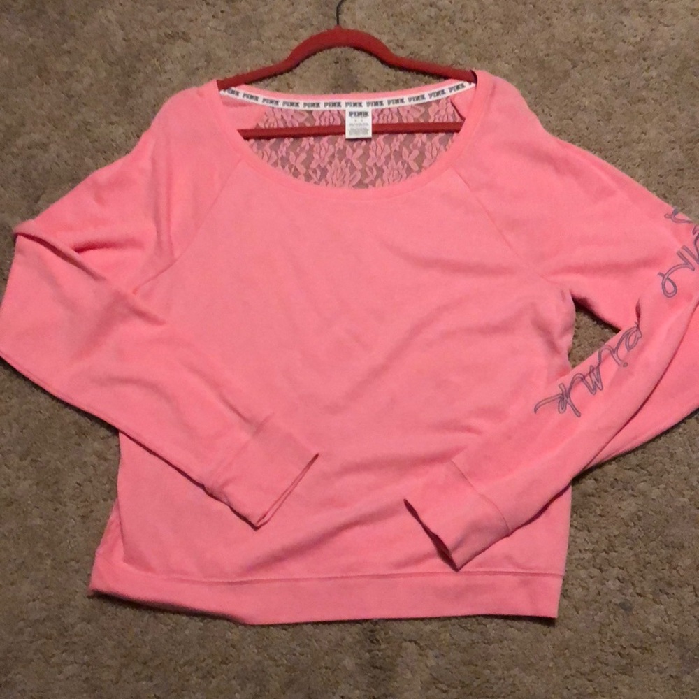 Pink VS long sleeve with lace back